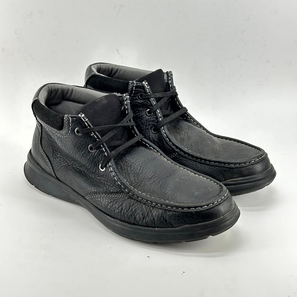 Clarks Boots Mens 13 M Black Cotrell Chukka Ankle Lace Up Leather Casual